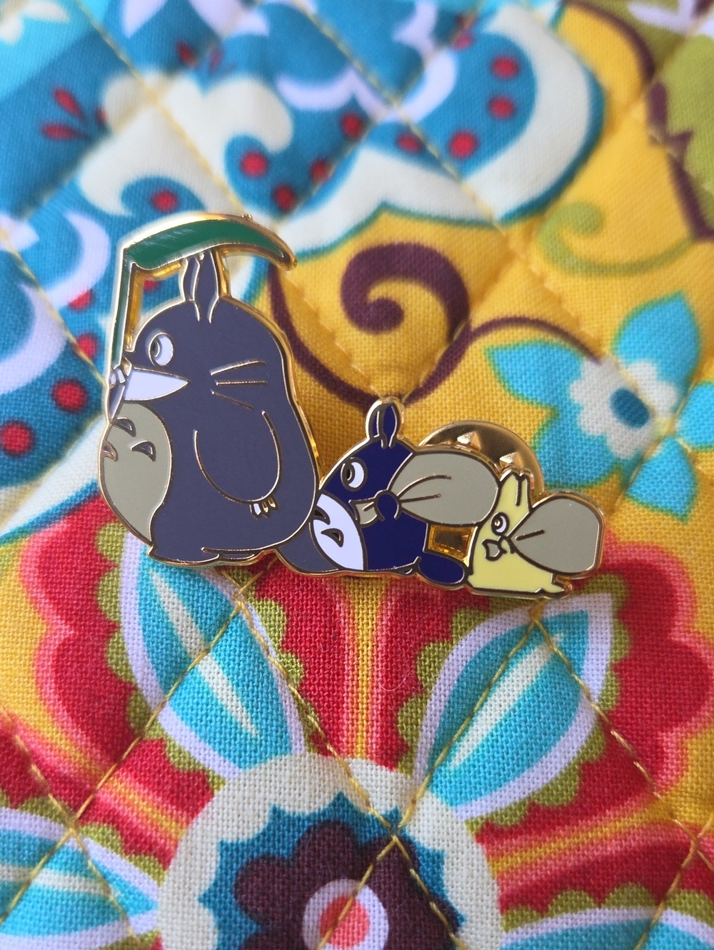 Studio Ghibli-Inspired Totoro Pin Trio - Navy, Yellow, Gray